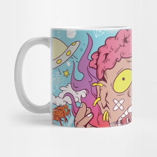 Super dope brain is on fire cartoon colorful illustration Mug